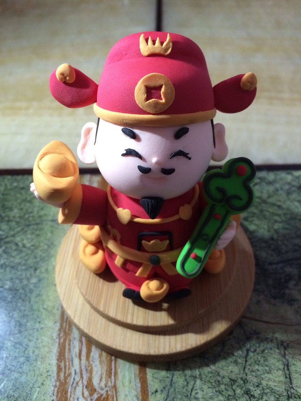 手工作品超轻粘土小财神玉如意金元宝富甲天下