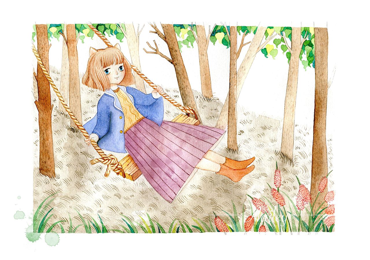 捕捉春天的气息~（图ZMTQ4MTk0ODA4） - 儿童插画 - 站酷设计师彭Hailey原创素材 - 站酷ZCOOL