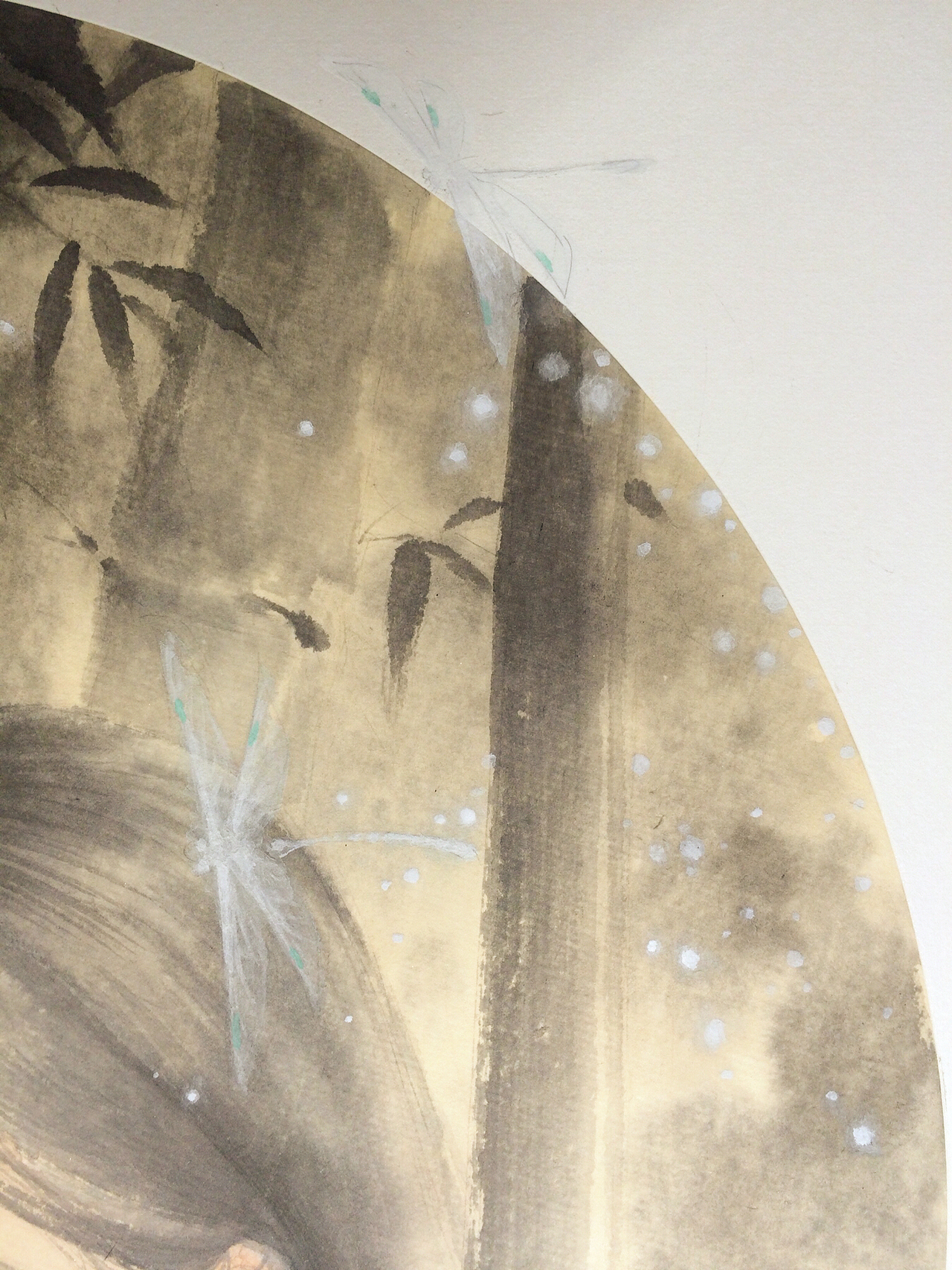 早期新国画|《思竹》手绘古风国风水墨画工笔艺术插画