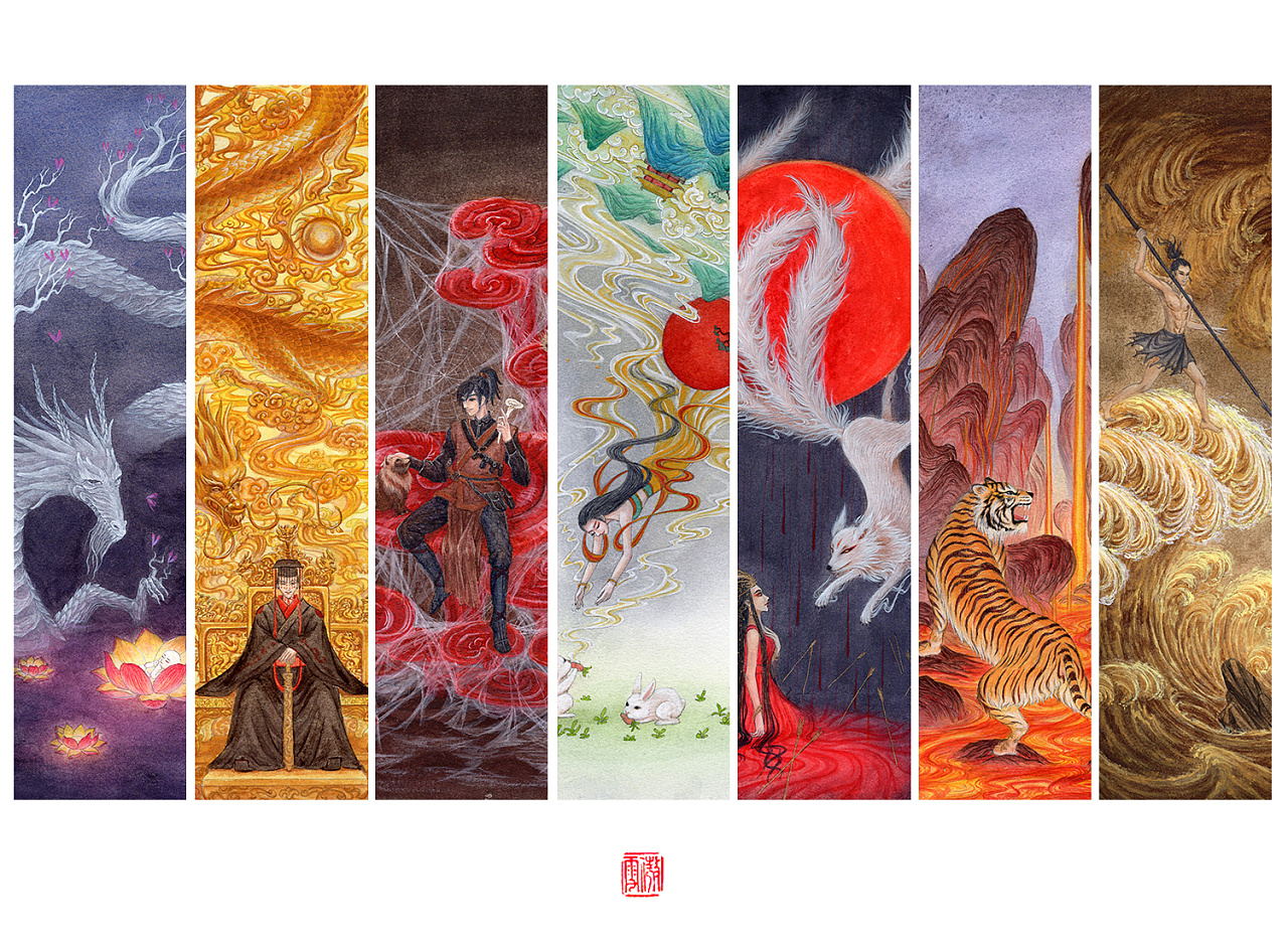 青龙七宿:角木蛟 亢金龙 氐土貉 房日兔 心月狐 尾火虎 箕水豹