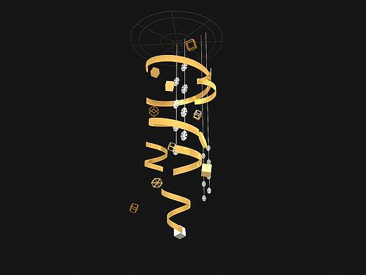 金色丝带造型 商场春节吊饰装饰