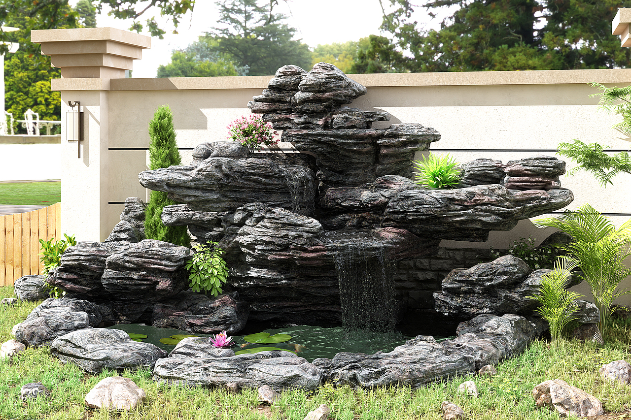 《假山流水》小景-三维制作