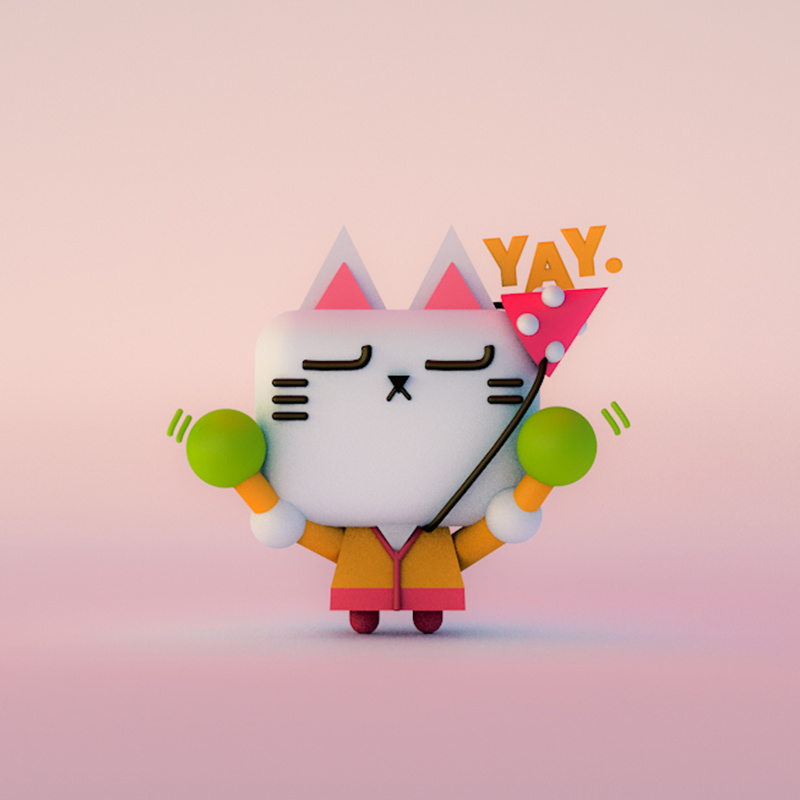 在公司的最后c4d作品(萌萌猫)