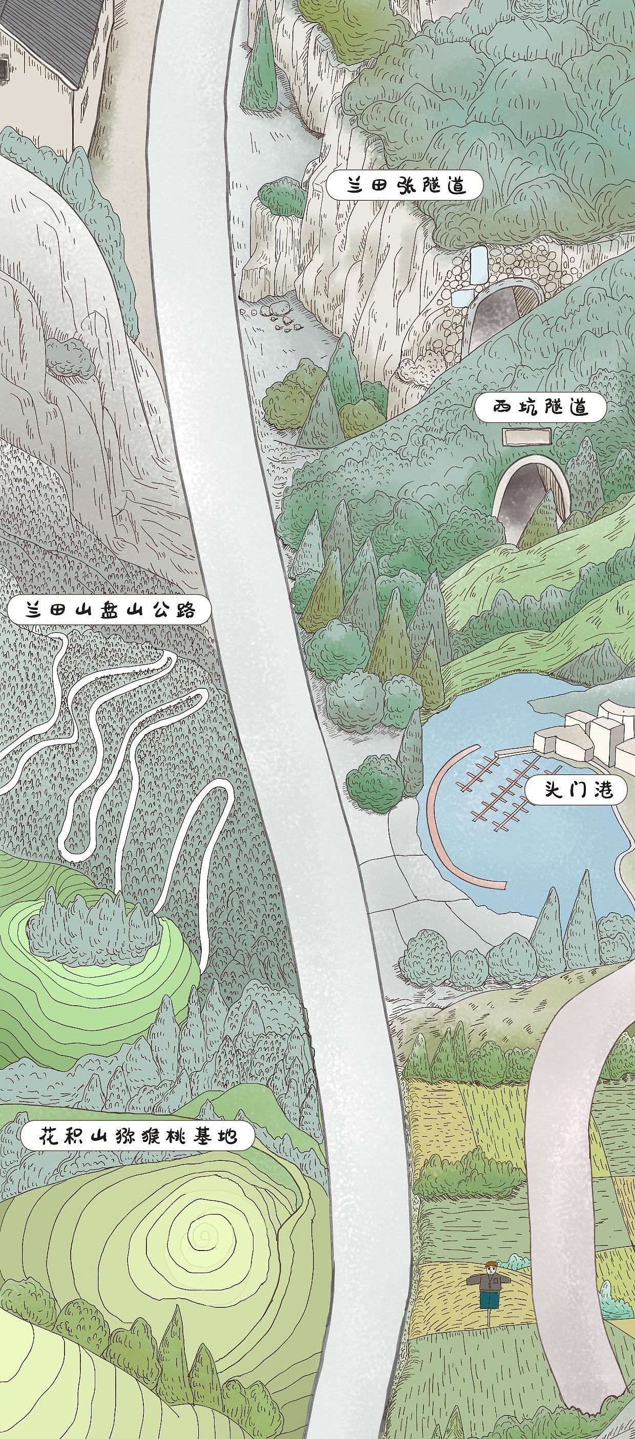 手绘长途 四好农村路（图ZMjc2MjI1OTMy） - 商业插画 - 站酷设计师小鸽dream原创素材 - 站酷ZCOOL
