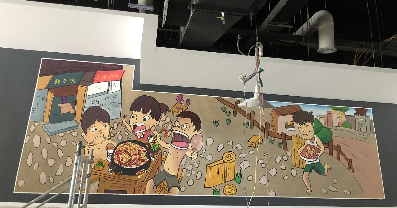 餐饮室内外主题背景手绘墙|纯艺术|绘画|壁尚手绘贵州墙绘 - 原创作品