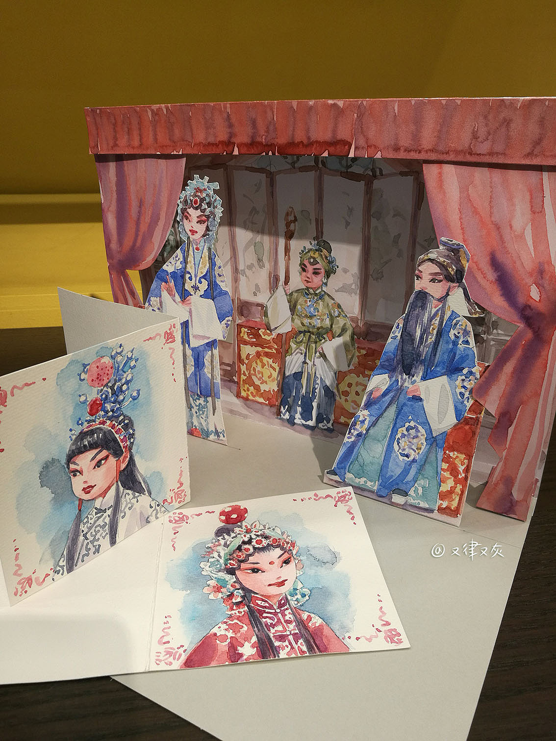 京剧故事立体书，水彩手绘的京戏小剧场（一）。（图ZMjU3Mzc5Mzc2） - 绘本 - 站酷设计师又律又灰原创素材 - 站酷ZCOOL
