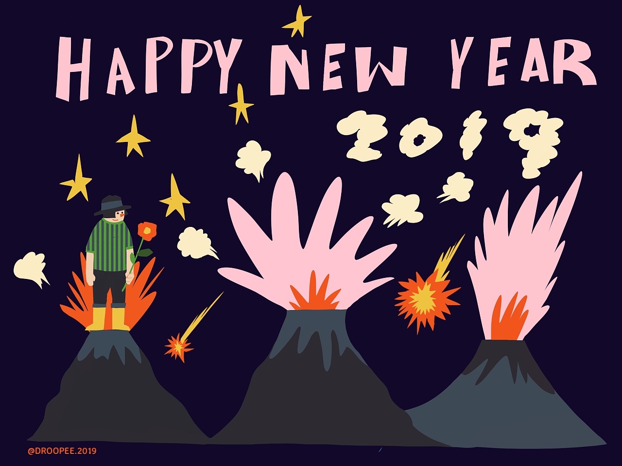 happy new year 2019 动画/动态插画海报