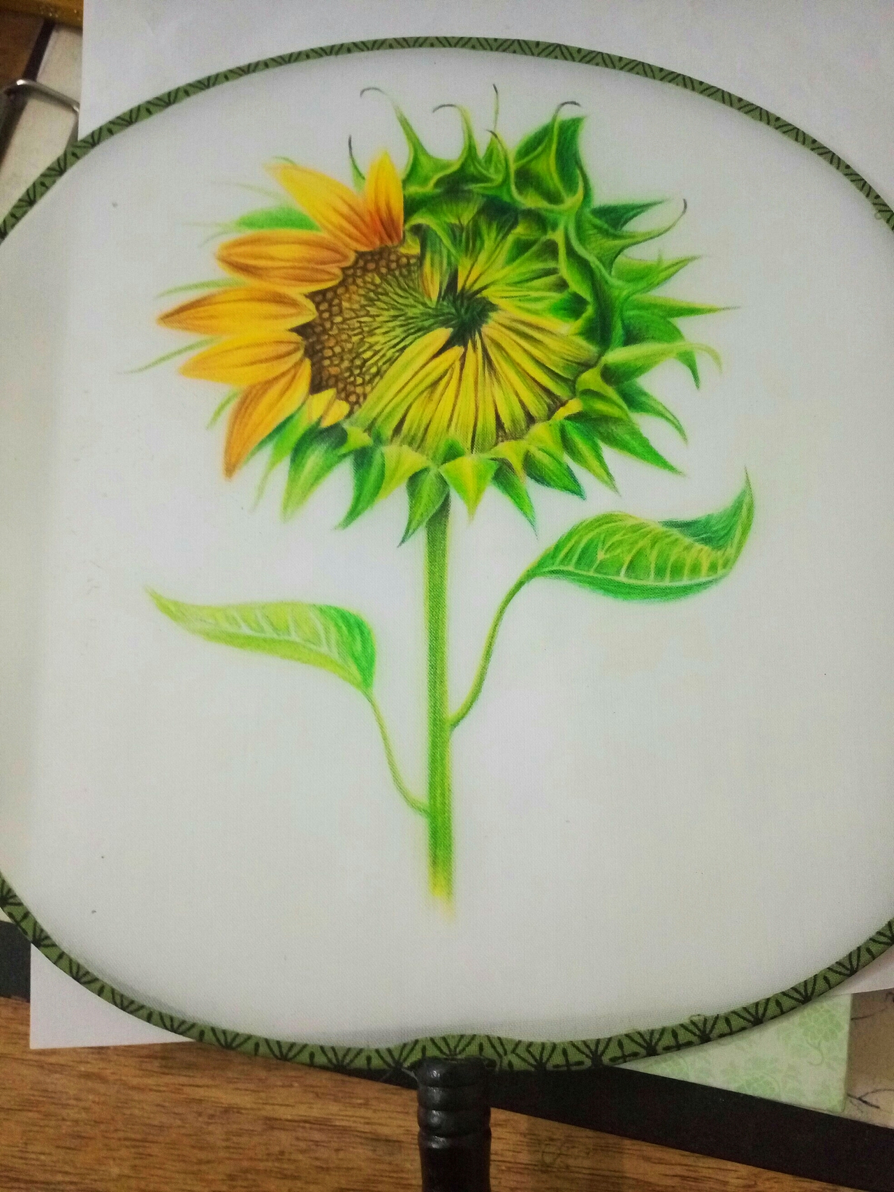 扇子画向日葵（图ZNDMxMzg2NzY=） - 绘画 - 站酷设计师滴水和涟漪原创素材 - 站酷ZCOOL