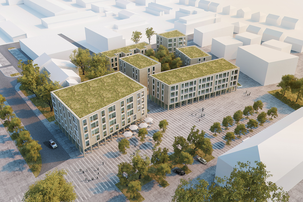 v-ray3.6 for sketchup黄昏广场鸟瞰