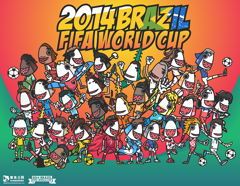【鲨鱼公园】2014巴西世界杯32强插画海报（图ZMTcwNjgxNTI=） - 短篇/格漫 - 站酷设计师我是小小鲨原创素材 - 站酷ZCOOL