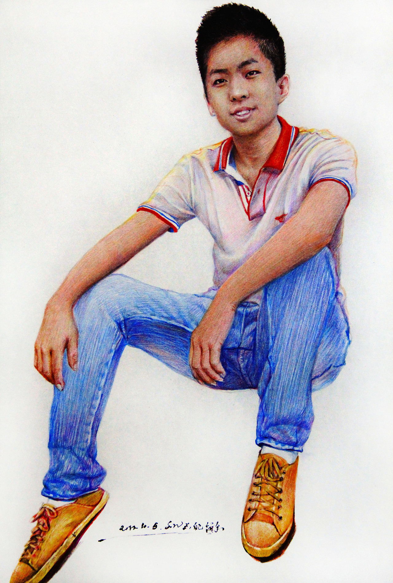 这个是今年的作品了第一张正式的人物彩铅画