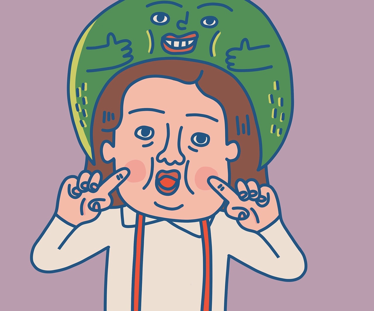 屎大吗原创插画新一系列的习作人物主角头套肥妹