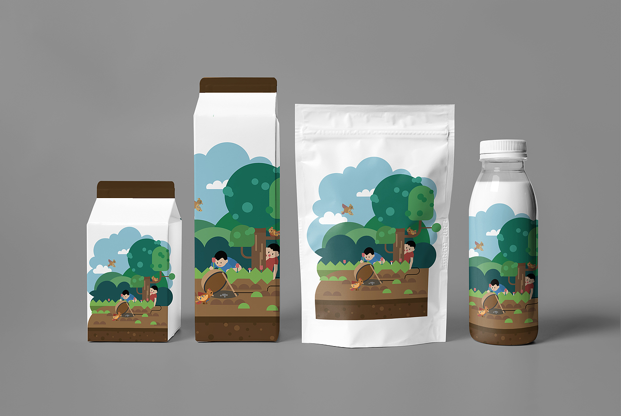 乡村童年生活系列插画设计