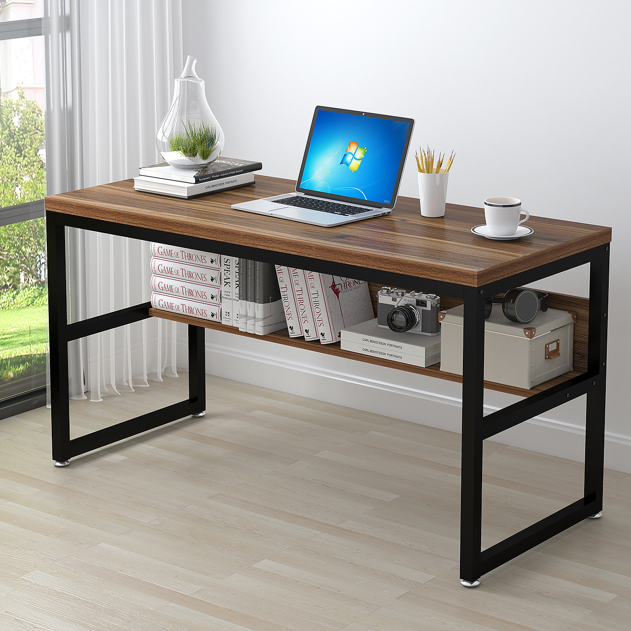 COMPUTER DESK WITH BOOKSHELF | ELEGANT | 亚马逊