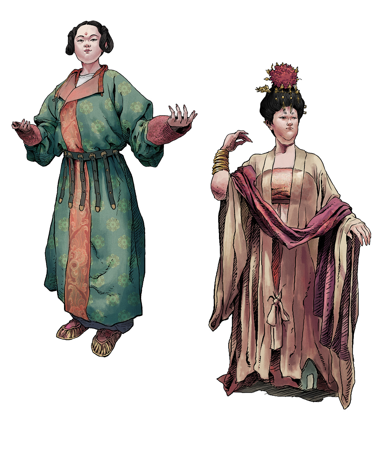 中国历代服饰速写练习|插画|创作习作|kingtao金涛 - 原创作品 - 站酷