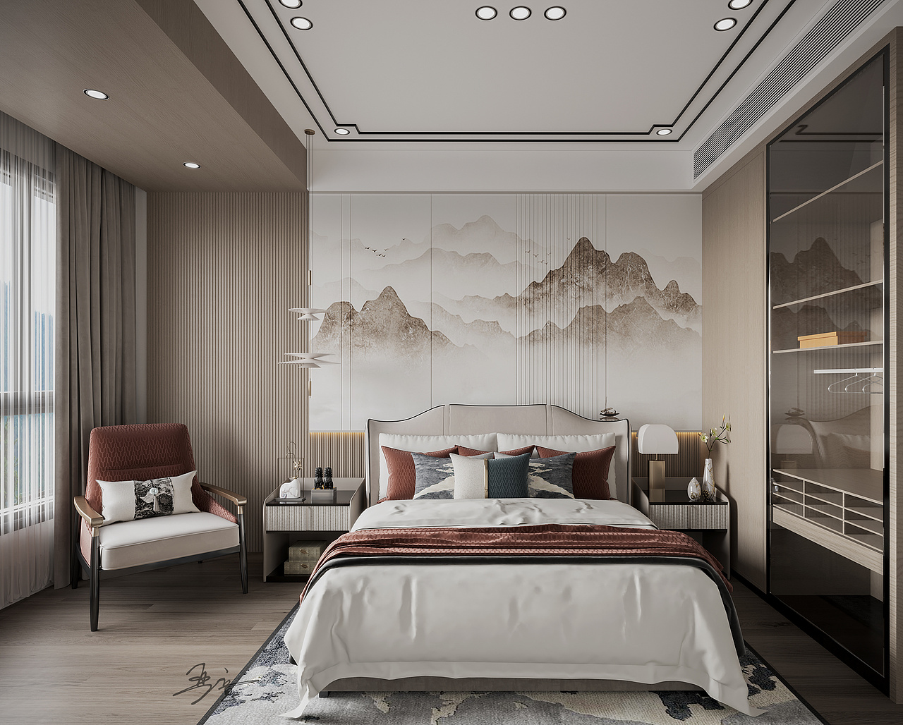 现代中式案例（图ZMjg1OTA0MzQ0） - 家装设计 - 站酷设计师严意原创素材 - 站酷ZCOOL
