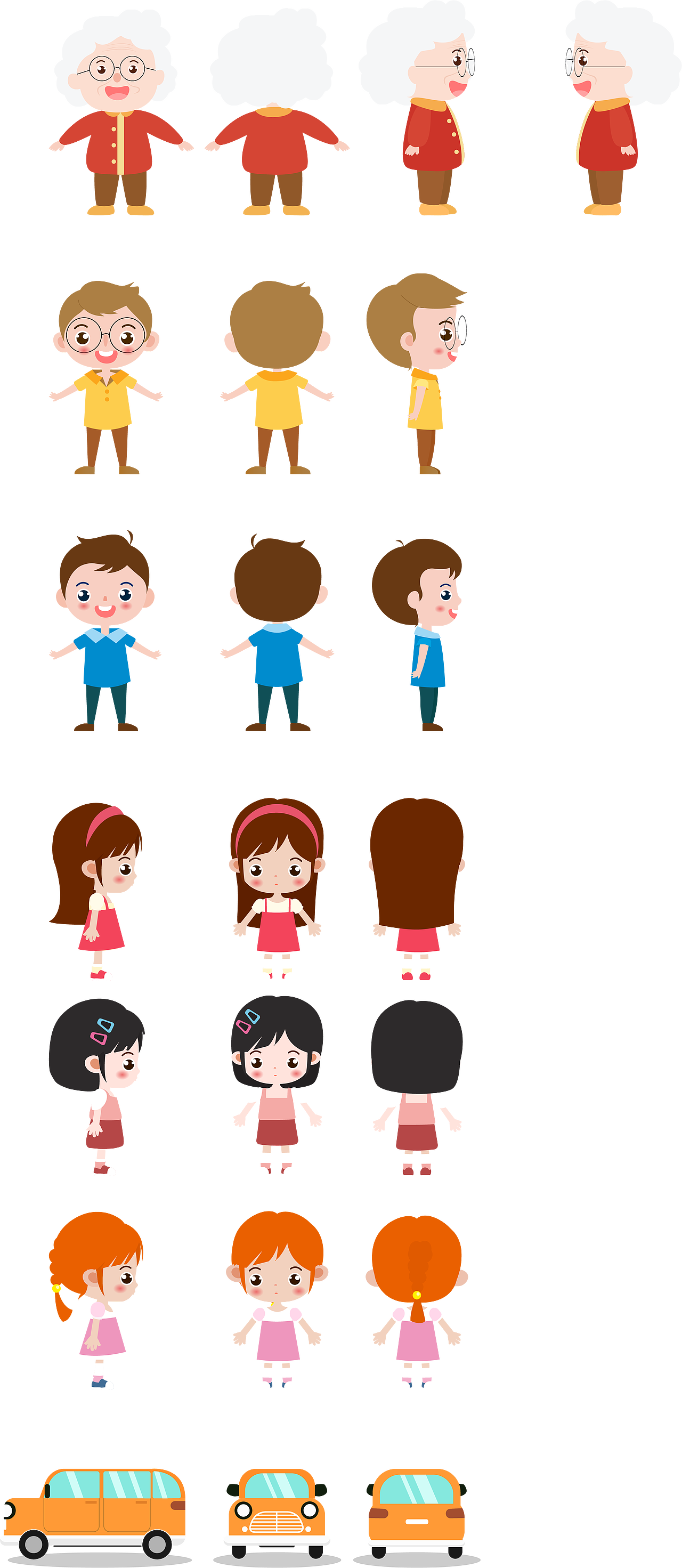 ai制作的一些人物三视图,希望等以后再看能感到自己进步了.