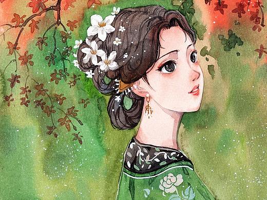 古风水彩人物