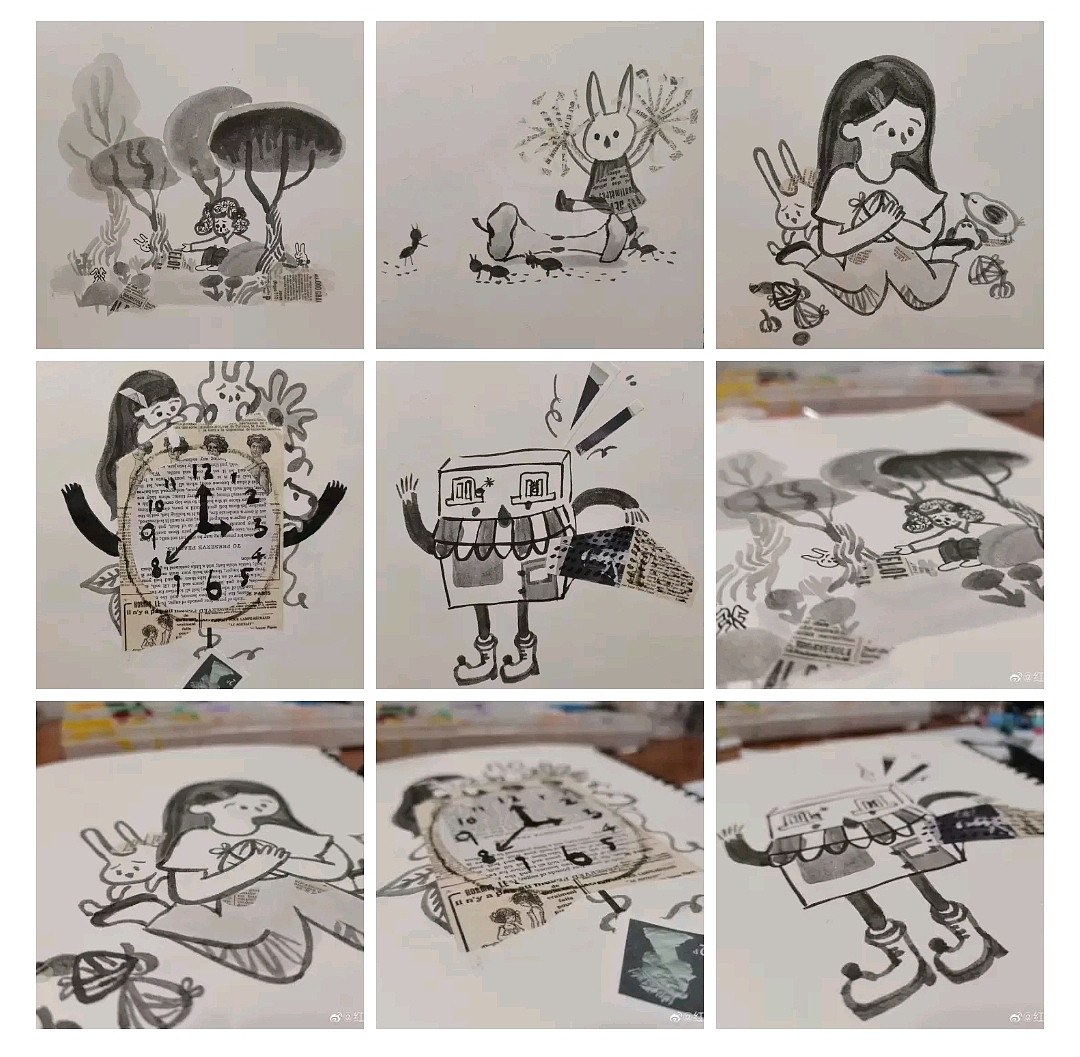 6月30天复古拼贴插画合集