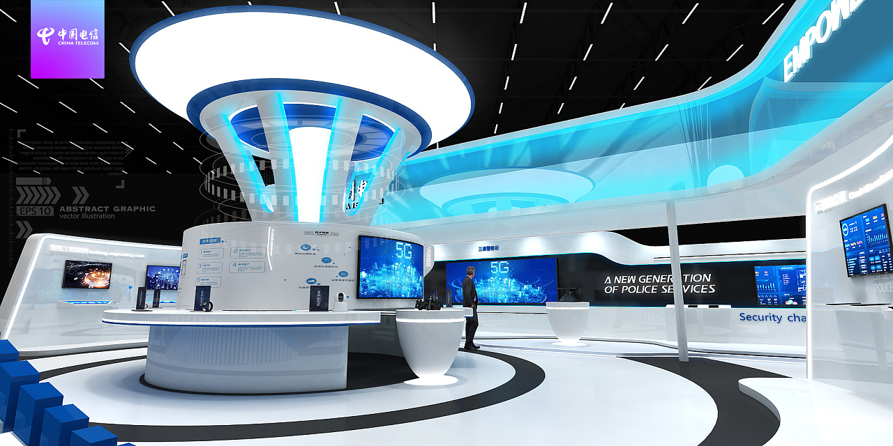 突出科技感,时尚感的展台.