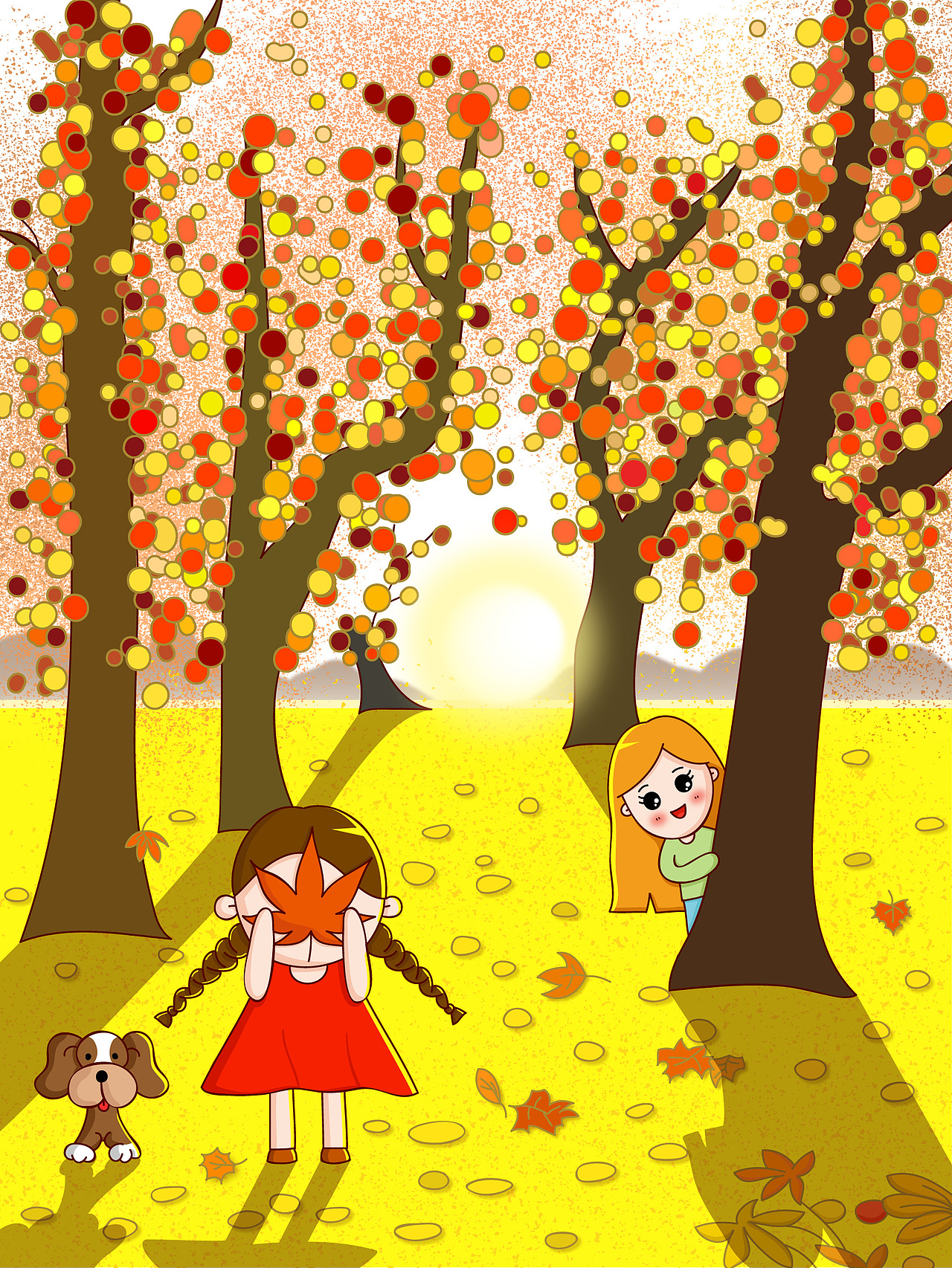 AI插画-秋日里的捉迷藏