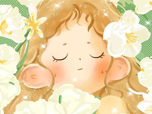 重瓣郁金香-与女孩（个人主页-ZNTE5MTE2NzI=） - 儿童插画 - 站酷设计师钟妮妮别跑原创素材 - 站酷ZCOOL