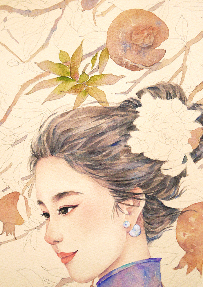 石榴红满（图ZOTcxMjY0NzI=） - 商业插画 - 站酷设计师红花HONGHUA原创素材 - 站酷ZCOOL