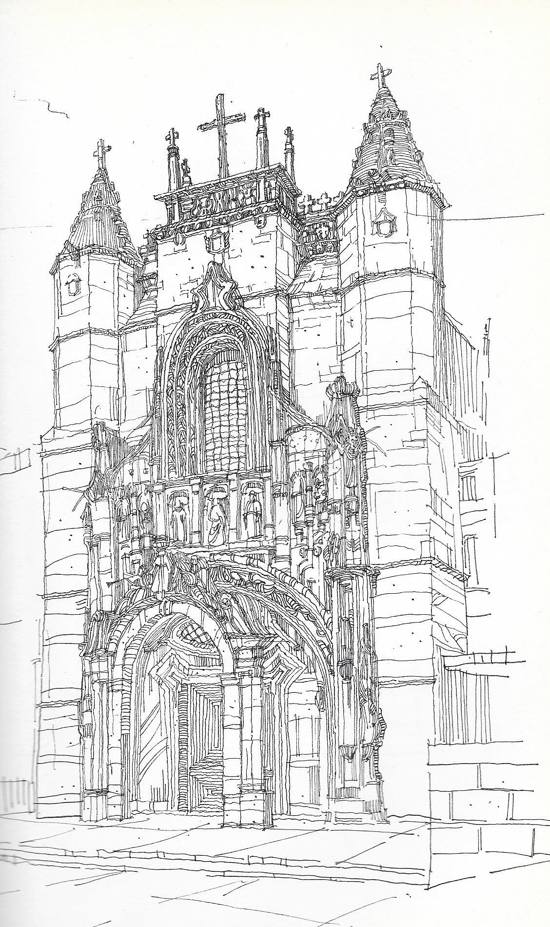 科隆大教堂手绘图片