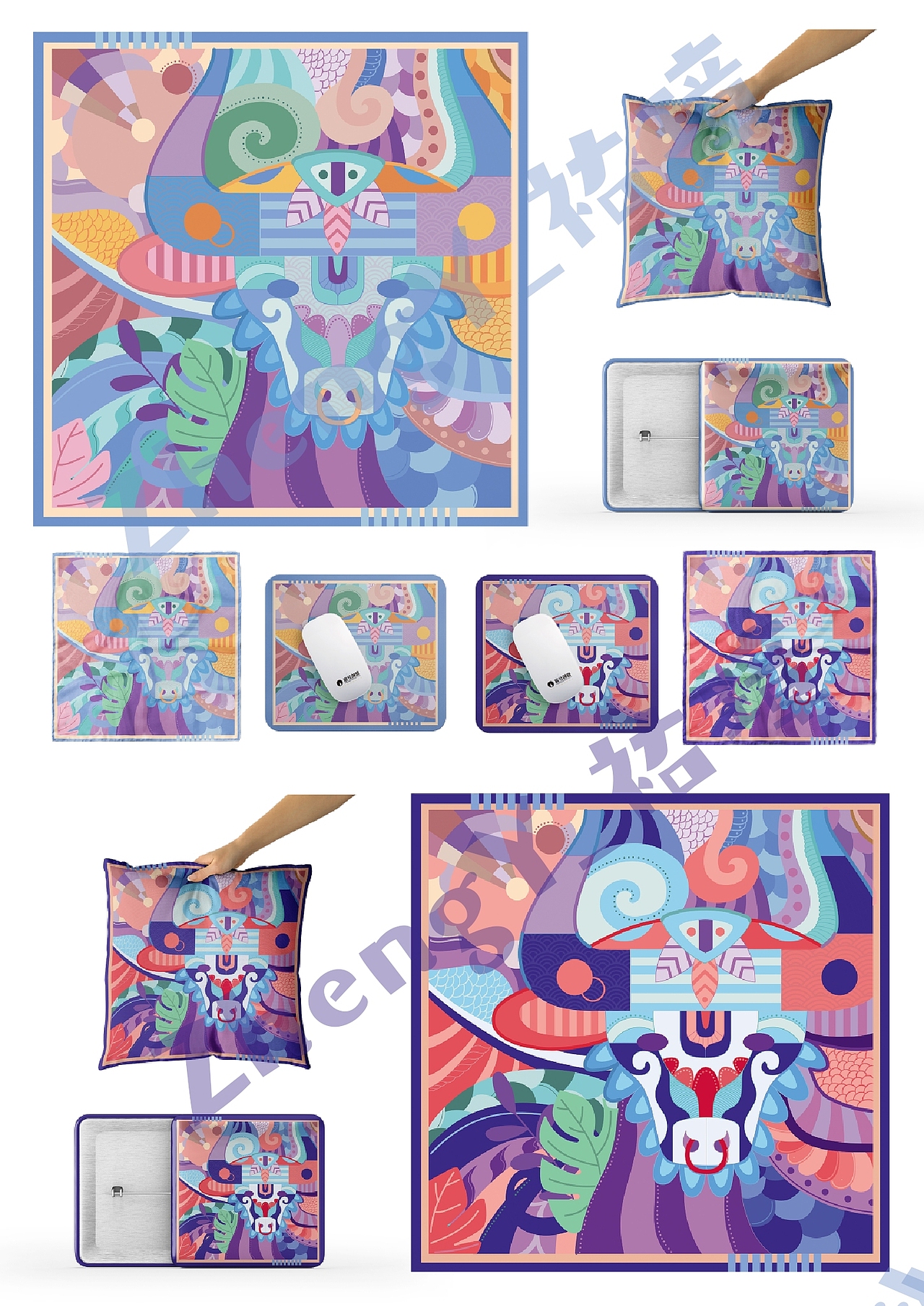 课堂练习 牛年插画纹样设计