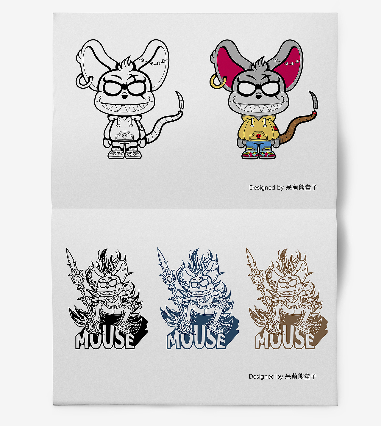 吉祥物潮玩ip形象盲盒ip形象矢量aiip形象老鼠延展插画呆萌熊童子ip