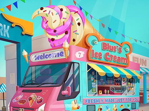 冰淇淋车~（个人主页-ZMzc4NjU1NzI=） - 创作习作 - 站酷设计师画画的布鲁原创素材 - 站酷ZCOOL