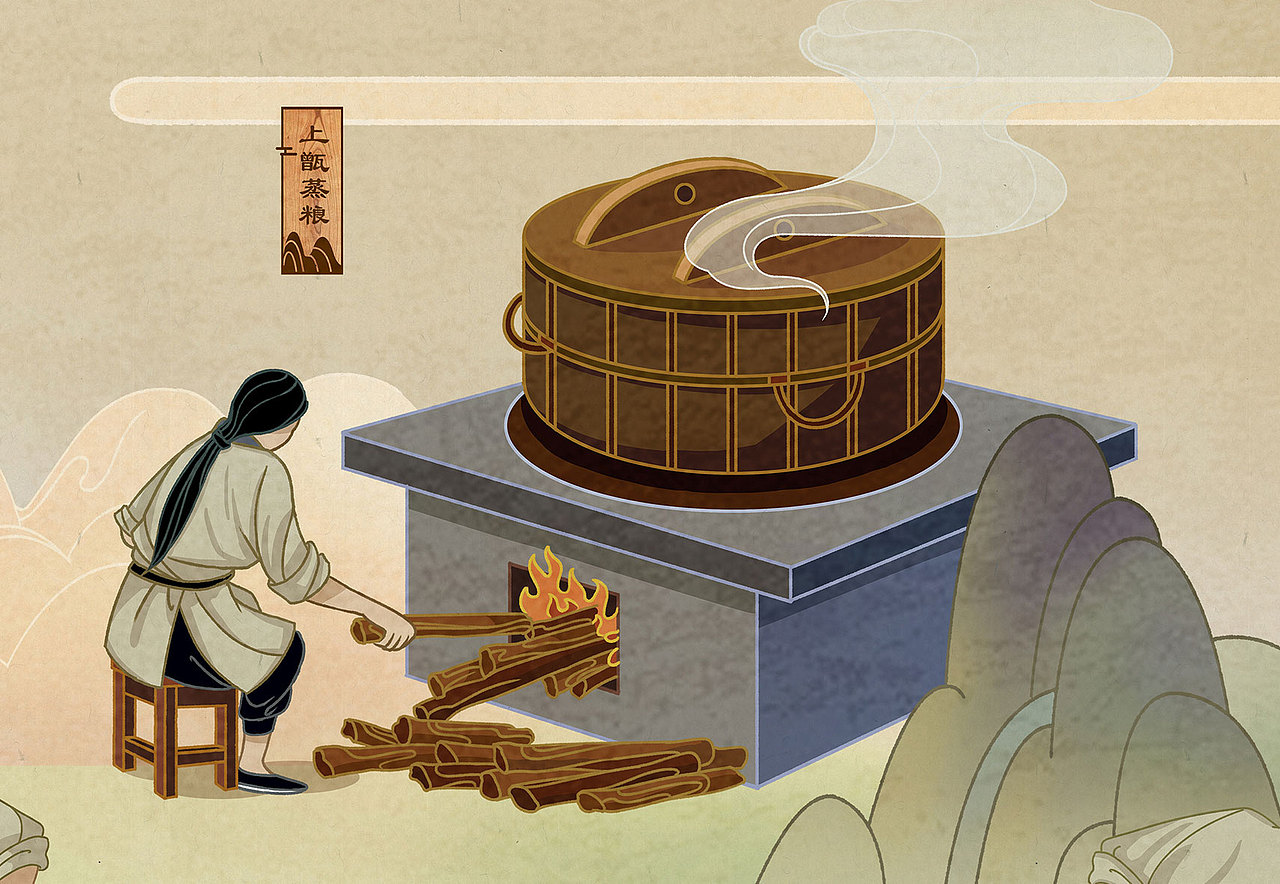 木头猫 | 茅台 古法酿造工艺（图ZMjIyMDcwOTM2） - 商业插画 - 站酷设计师疯子木原创素材 - 站酷ZCOOL