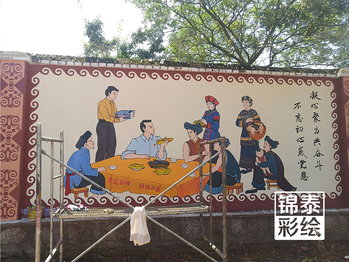 昆明大板桥街道办一朵云社区彝族文化墙体彩绘