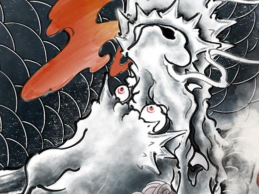 由龙作品麒麟纹身手稿设计