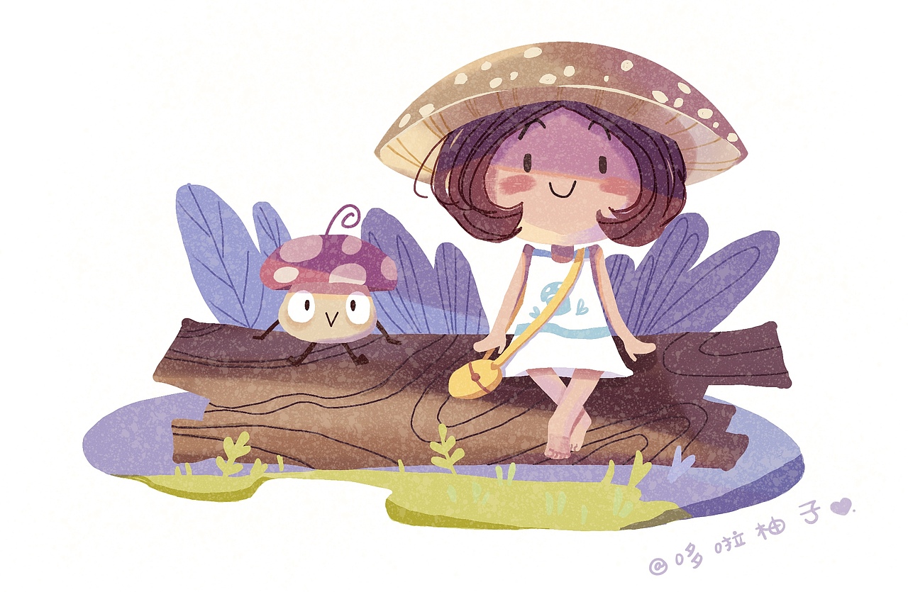 采蘑菇的小女孩