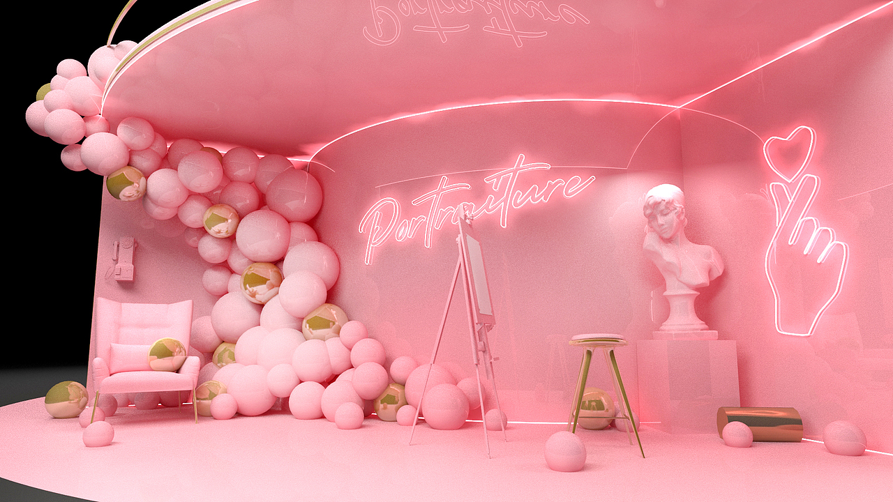 粉红女王节商业美陈