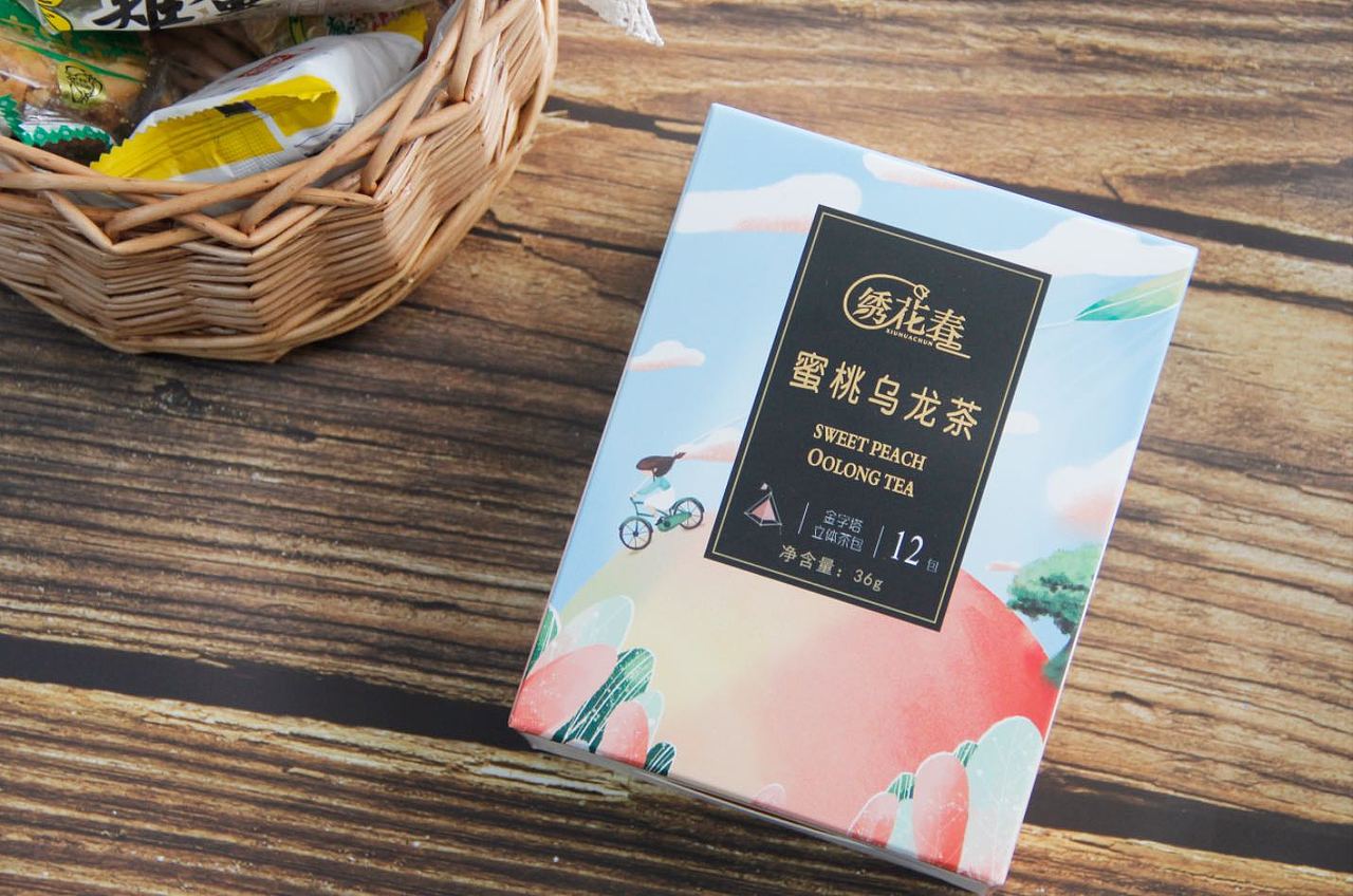 绣花春/粉犀 蜜桃乌龙茶 包装设计