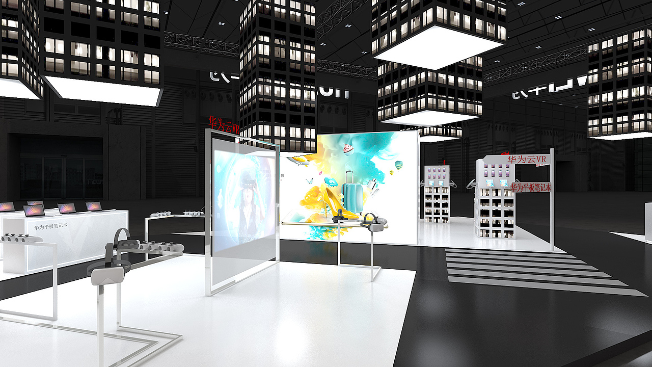 华为电子展台设计逆世界概念