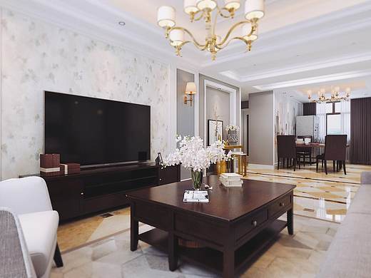 清新美式客餐厅加主卧 1992效果图