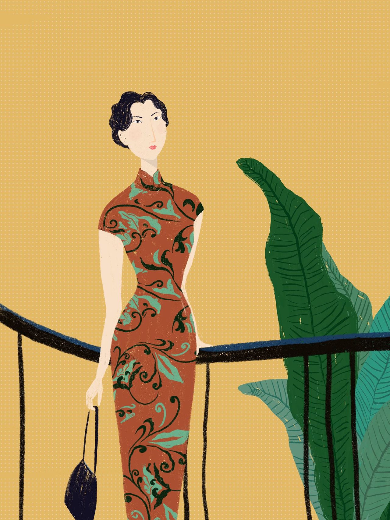 旗袍女孩|插画|商业插画|大曼drawing - 原创作品 - 站酷 (zcool)