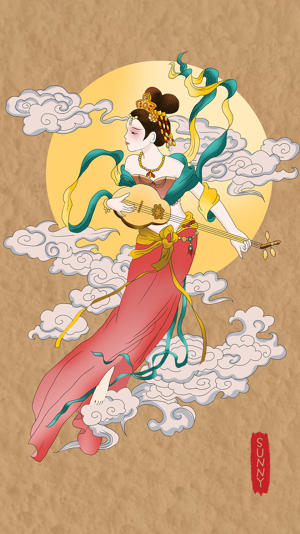 原创敦煌插画 新中式风格（图ZMjAyNjcwOTg4） - 商业插画 - 站酷设计师sunny是只比熊原创素材 - 站酷ZCOOL
