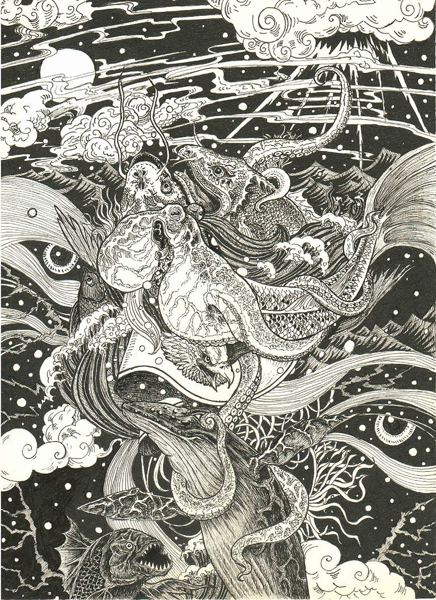 王荣亮作品临摹针管笔手绘