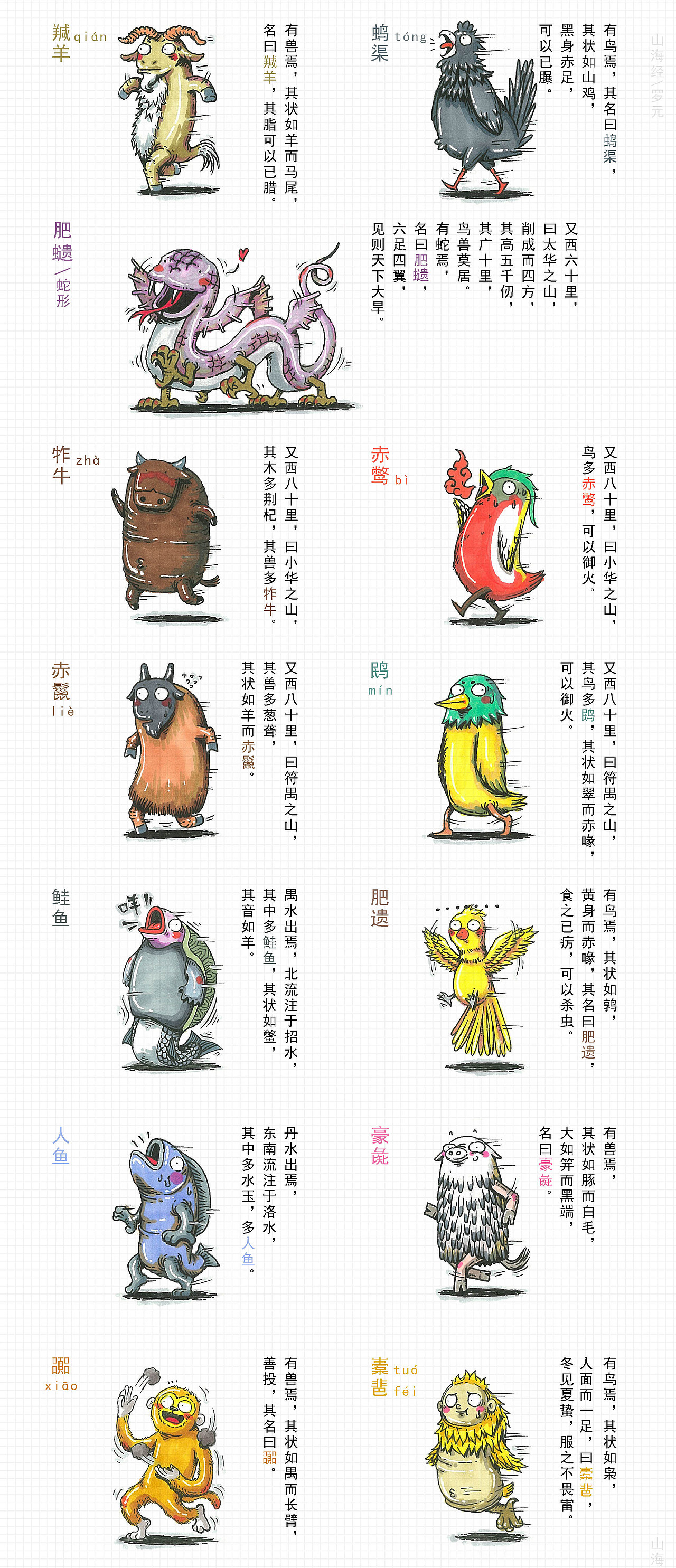 《山海经》上卷（图ZNjIwODY0ODA=） - 艺术插画 - 站酷设计师罗元元元原创素材 - 站酷ZCOOL