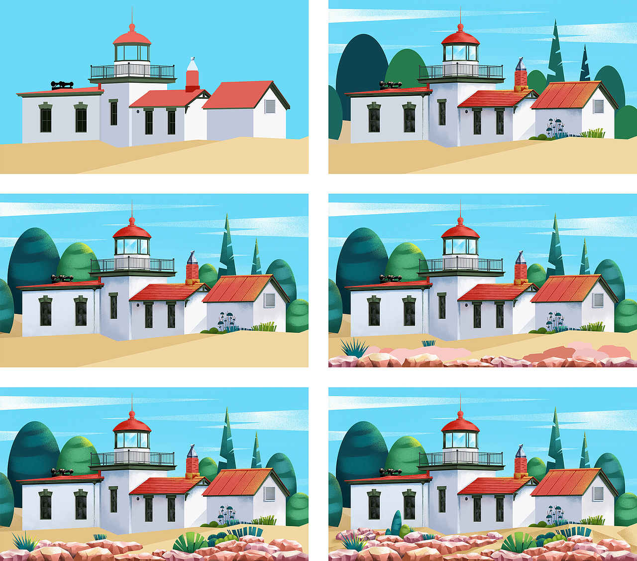 手绘建筑插画（图ZMTU4Njk4MDA0） - 创作习作 - 站酷设计师Chris_W_原创素材 - 站酷ZCOOL