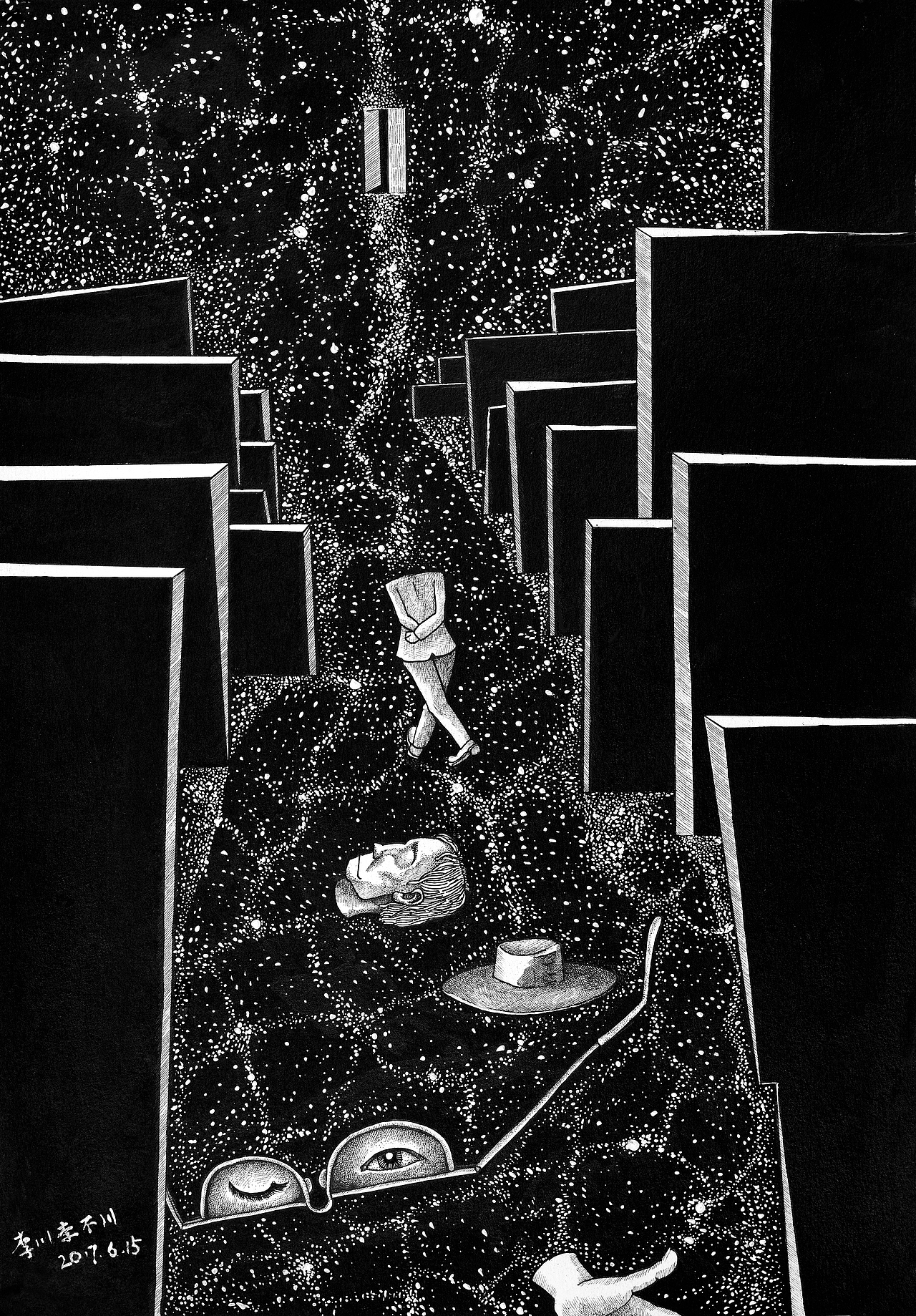 《星空》（图ZOTE5MTUzMDA=） - 绘画 - 站酷设计师李川李不川原创素材 - 站酷ZCOOL