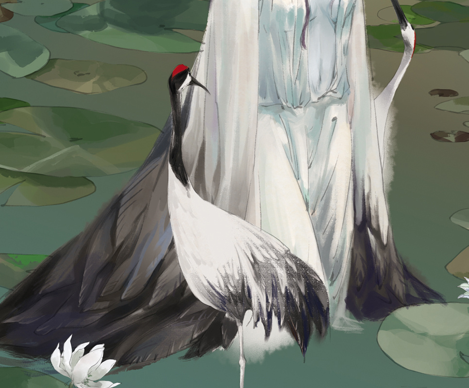 《鹤女望天》绘制过程图