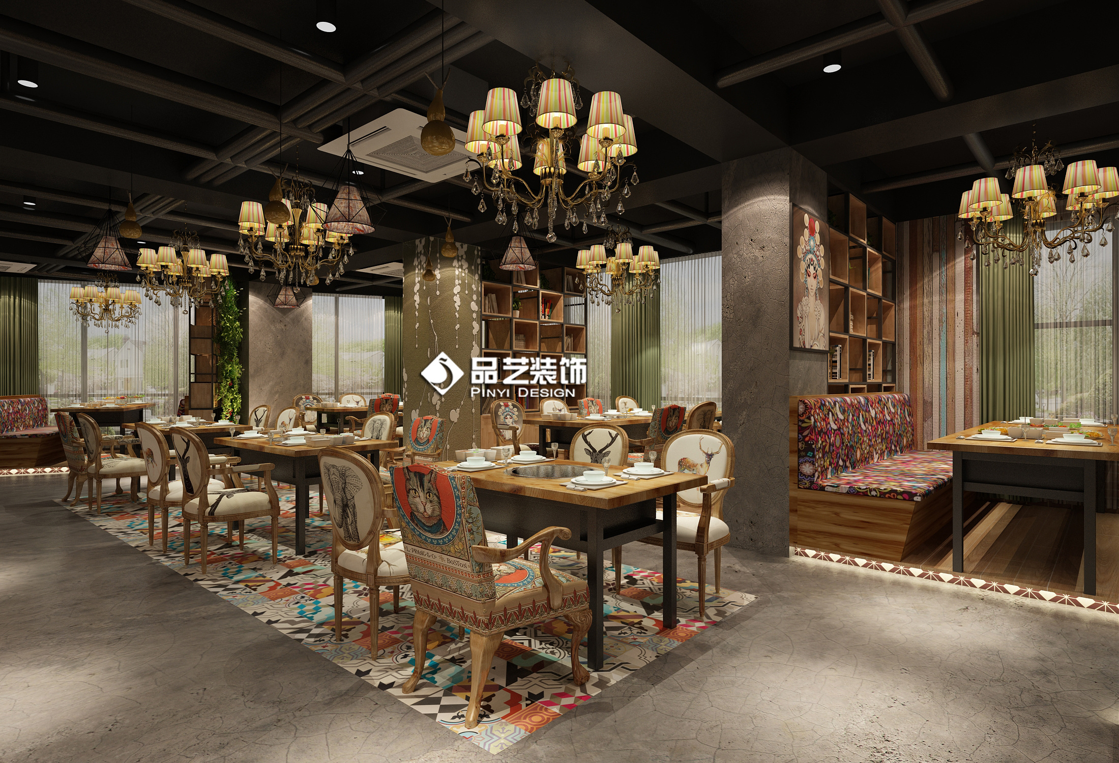 工业混搭风重庆火麻辣香锅店装修设计