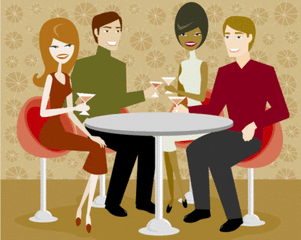 情侣喝咖啡插画