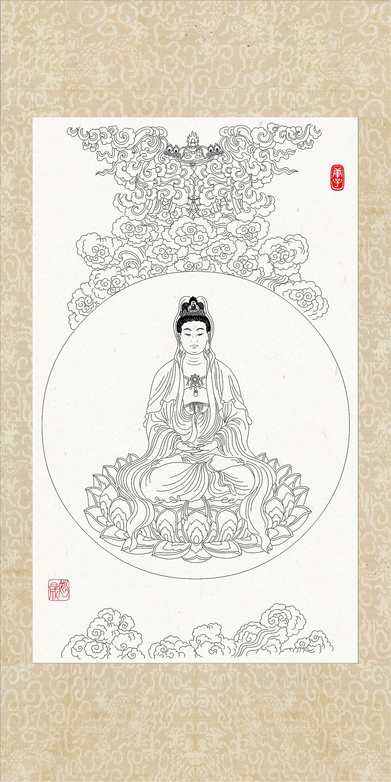 观音画像（图ZMTk5NzQ0NTg0） - 绘画 - 站酷设计师yjs20200220原创素材 - 站酷ZCOOL