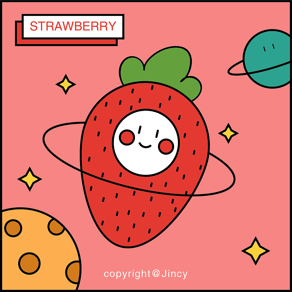 Fruit Planet（图ZMjA1NTkzODQ0） - 新锐潮流插画 - 站酷设计师Jincyya原创素材 - 站酷ZCOOL